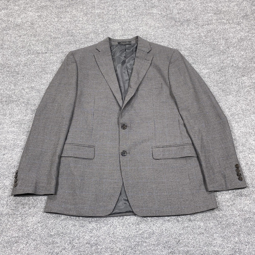 Chaps Blazer Mens 40R Gray Check Stretch Sport Coat Two Button Lined Jacket